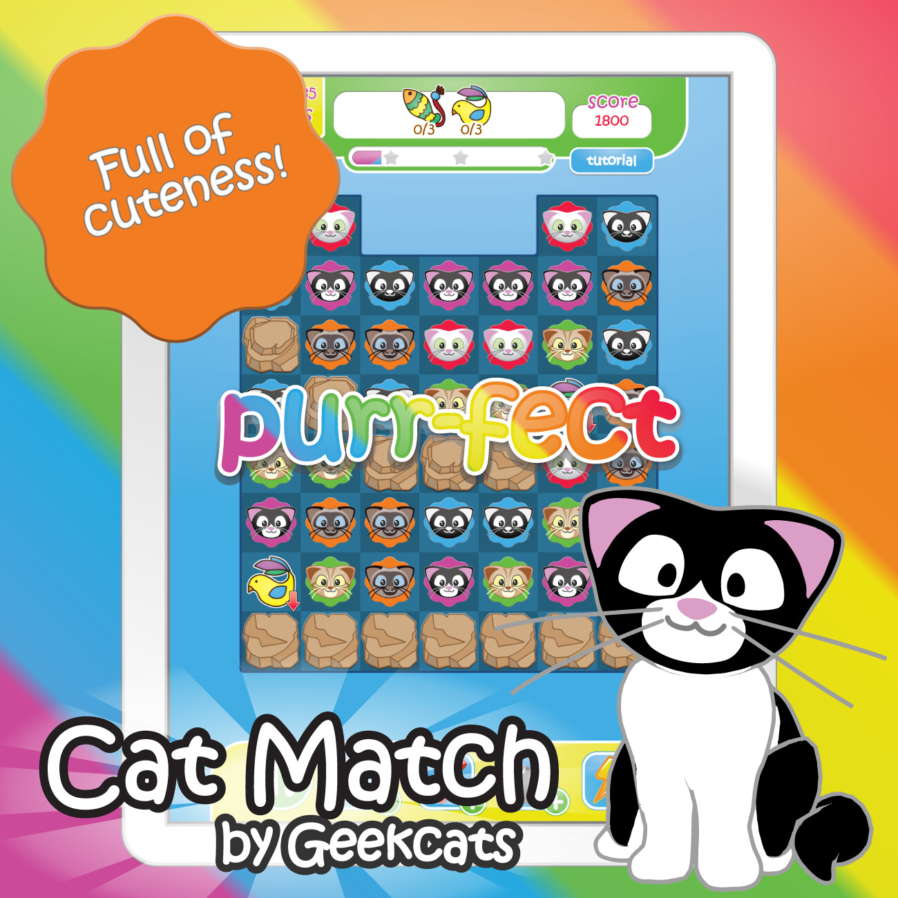 Cat Match — match board full of Geekcats